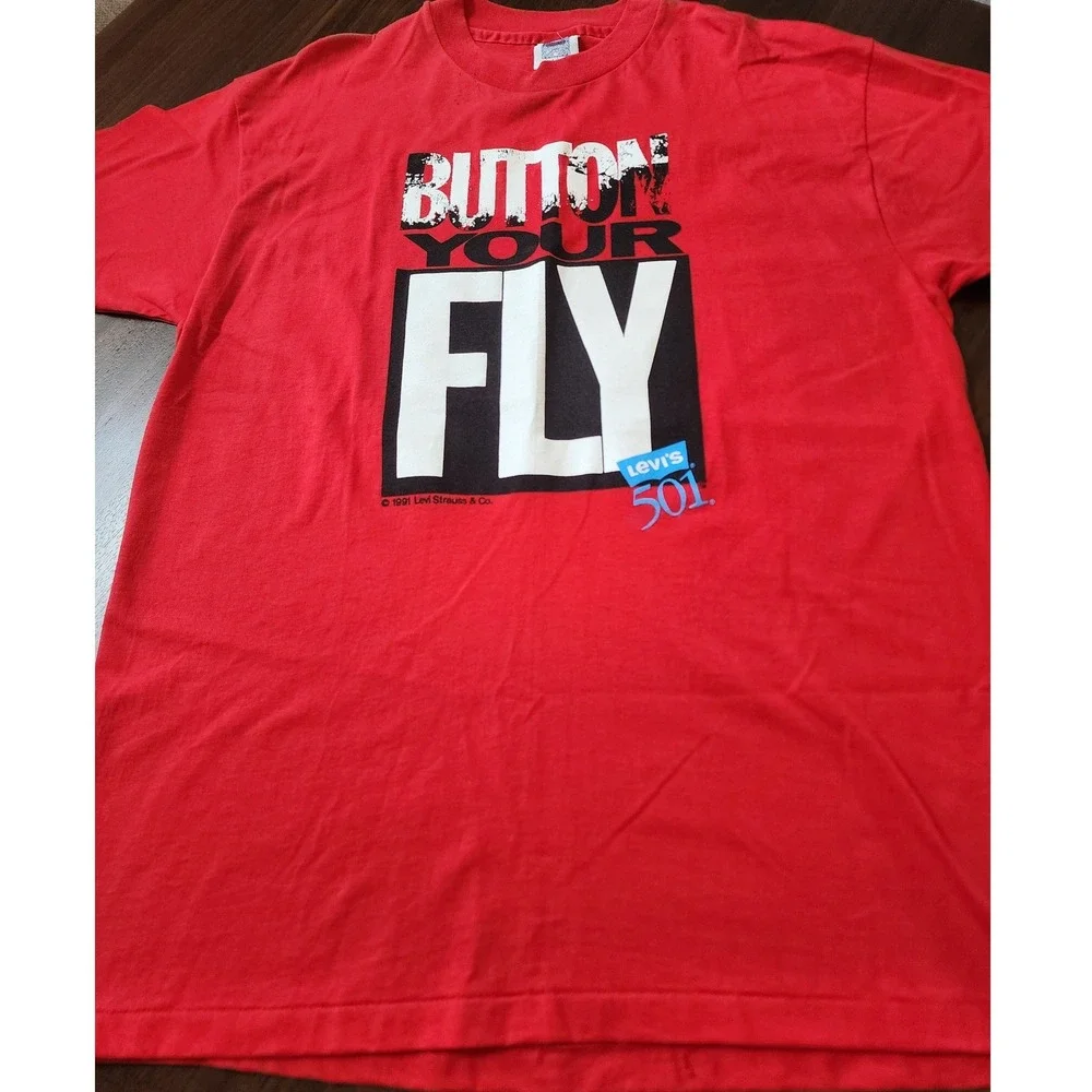 🔥VTG Levis 501 Button Your Fly 91' T-Shirt XL Single Stitch 90s Y2K Streetwear